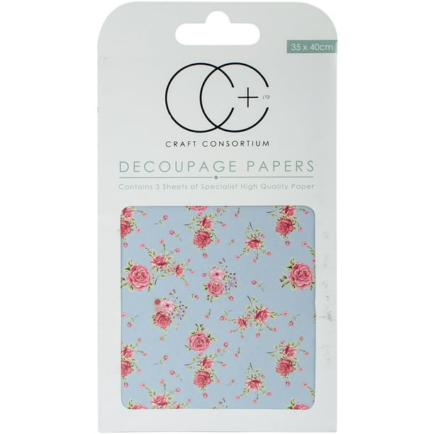 Craft Consortium Decoupage-Papier 13.75-inch X 15.75-inch Antik Rose blau